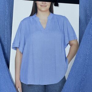 Well Worn Women's XXL Blouse Blue Viscose e1054